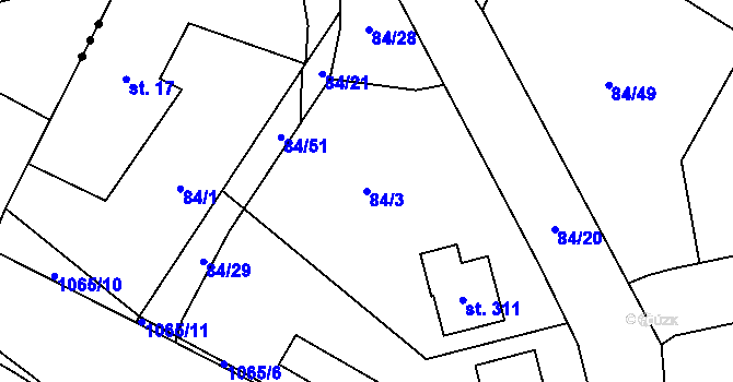 Parcela st. 84/3 v KÚ Srnojedy, Katastrální mapa