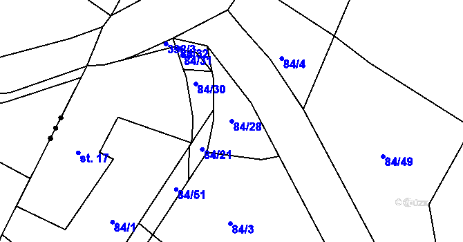 Parcela st. 84/28 v KÚ Srnojedy, Katastrální mapa