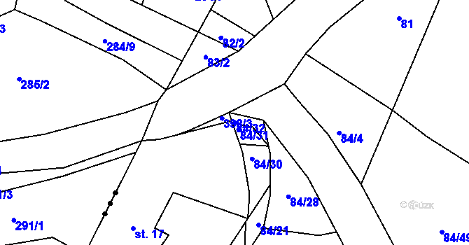 Parcela st. 84/32 v KÚ Srnojedy, Katastrální mapa