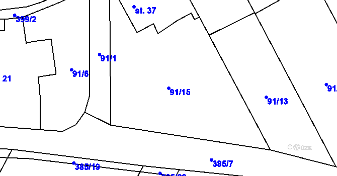 Parcela st. 91/15 v KÚ Srnojedy, Katastrální mapa