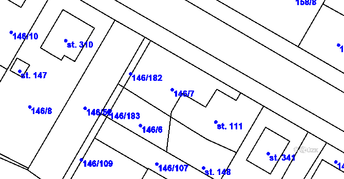 Parcela st. 146/7 v KÚ Srnojedy, Katastrální mapa
