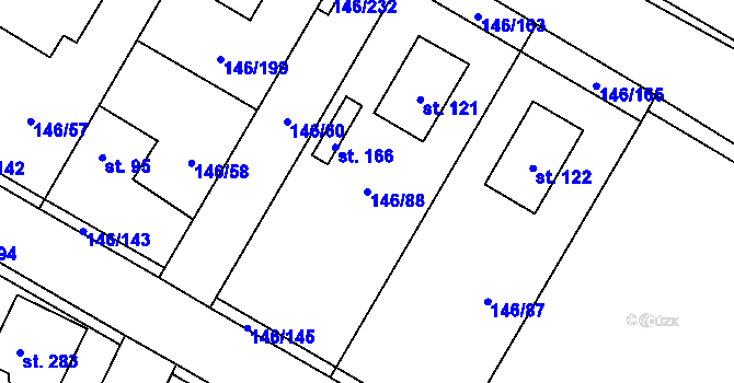 Parcela st. 146/88 v KÚ Srnojedy, Katastrální mapa