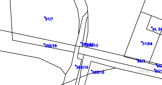 Parcela st. 396/12 v KÚ Srnojedy, Katastrální mapa
