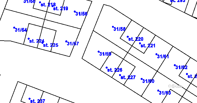 Parcela st. 31/59 v KÚ Srnojedy, Katastrální mapa