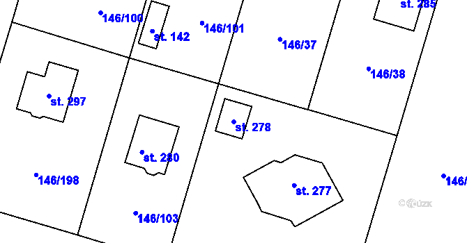 Parcela st. 278 v KÚ Srnojedy, Katastrální mapa