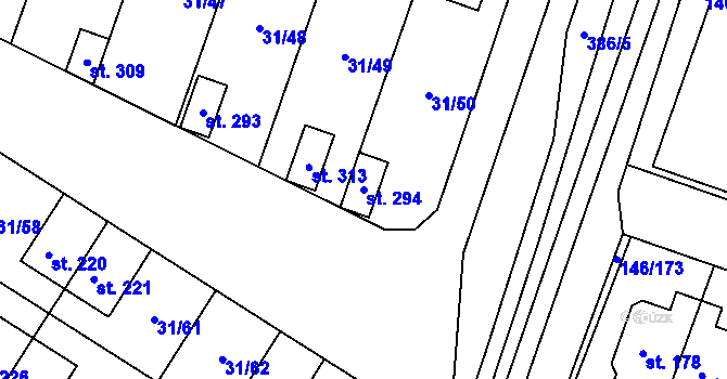 Parcela st. 294 v KÚ Srnojedy, Katastrální mapa