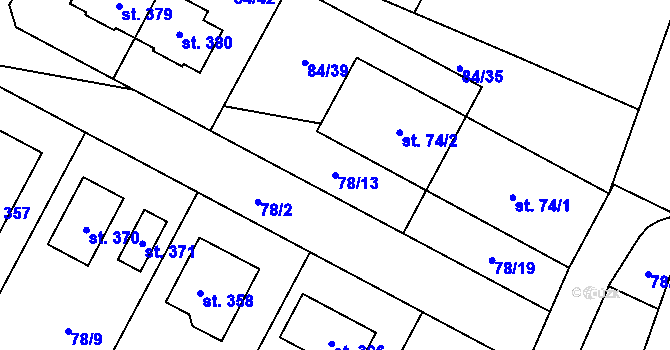 Parcela st. 78/13 v KÚ Srnojedy, Katastrální mapa
