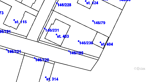 Parcela st. 146/230 v KÚ Srnojedy, Katastrální mapa