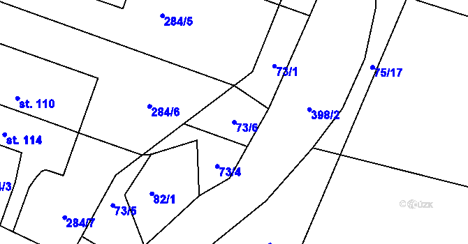 Parcela st. 73/6 v KÚ Srnojedy, Katastrální mapa