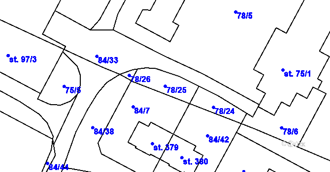 Parcela st. 78/25 v KÚ Srnojedy, Katastrální mapa