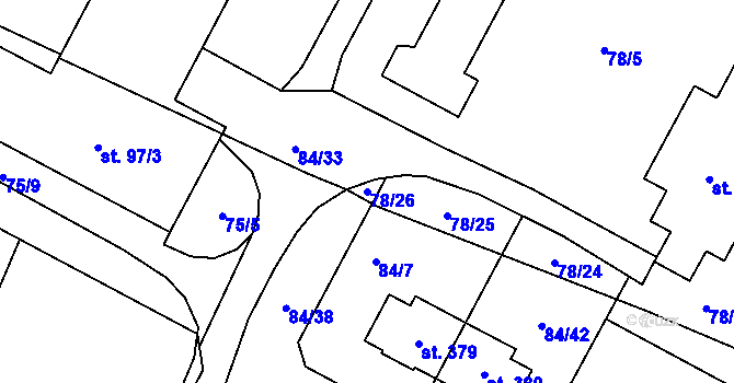 Parcela st. 78/26 v KÚ Srnojedy, Katastrální mapa