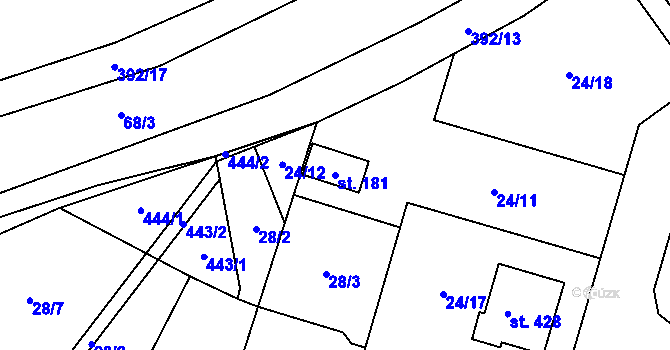 Parcela st. 181 v KÚ Srnojedy, Katastrální mapa