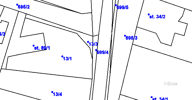 Parcela st. 699/4 v KÚ Lány u Dašic, Katastrální mapa