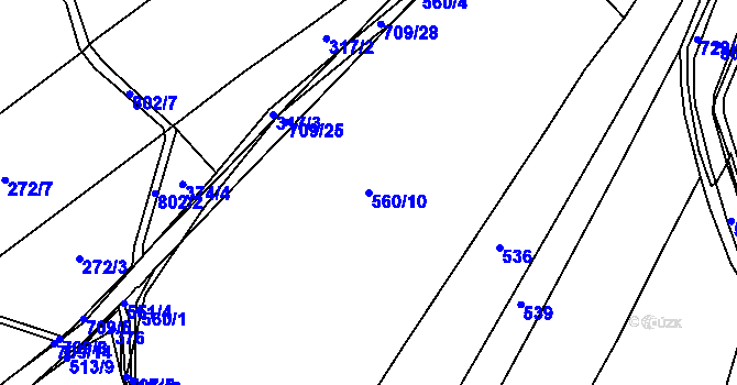 Parcela st. 560/10 v KÚ Lány u Dašic, Katastrální mapa
