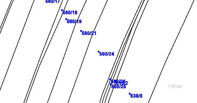 Parcela st. 560/24 v KÚ Lány u Dašic, Katastrální mapa