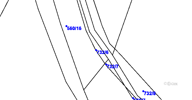 Parcela st. 732/6 v KÚ Lány u Dašic, Katastrální mapa