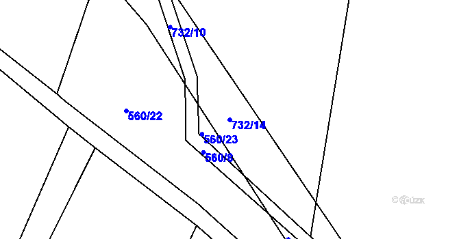 Parcela st. 732/14 v KÚ Lány u Dašic, Katastrální mapa