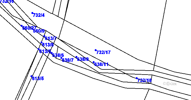 Parcela st. 732/17 v KÚ Lány u Dašic, Katastrální mapa