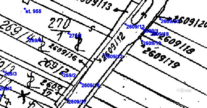 Parcela st. 2609/12 v KÚ Lanžhot, Katastrální mapa