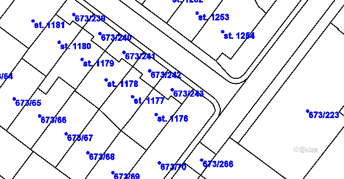 Parcela st. 673/243 v KÚ Lanžhot, Katastrální mapa