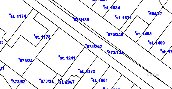 Parcela st. 673/252 v KÚ Lanžhot, Katastrální mapa
