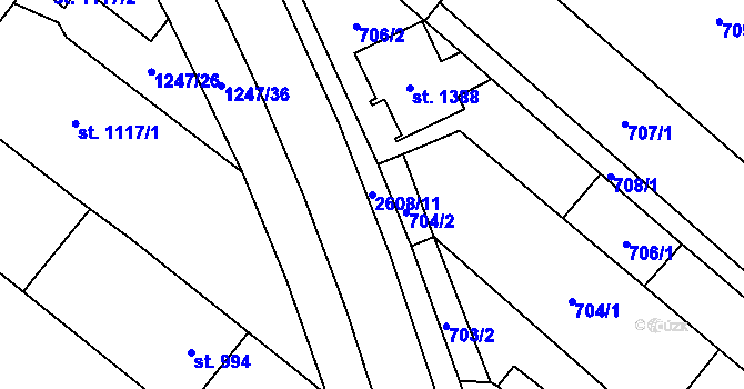Parcela st. 2608/11 v KÚ Lanžhot, Katastrální mapa