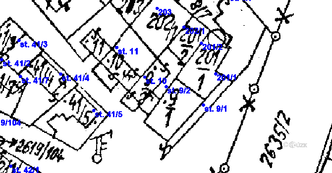 Parcela st. 9/2 v KÚ Lanžhot, Katastrální mapa