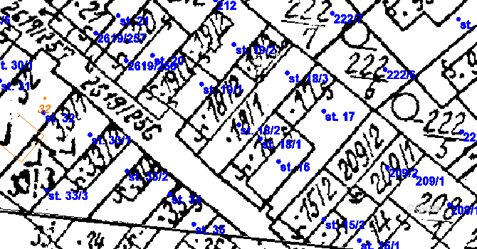 Parcela st. 18/2 v KÚ Lanžhot, Katastrální mapa