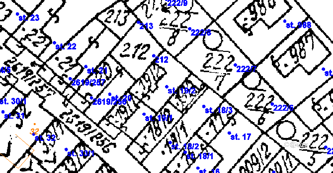 Parcela st. 19/2 v KÚ Lanžhot, Katastrální mapa