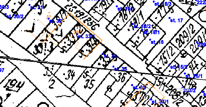 Parcela st. 34 v KÚ Lanžhot, Katastrální mapa