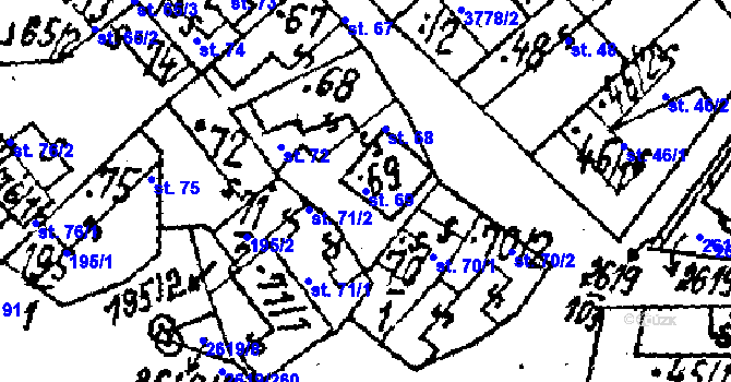 Parcela st. 69 v KÚ Lanžhot, Katastrální mapa