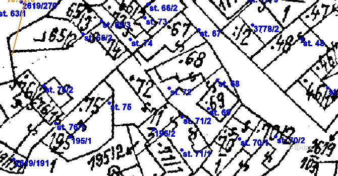 Parcela st. 72 v KÚ Lanžhot, Katastrální mapa