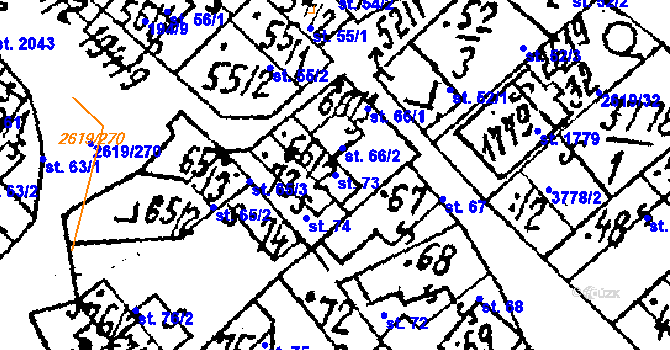Parcela st. 73 v KÚ Lanžhot, Katastrální mapa