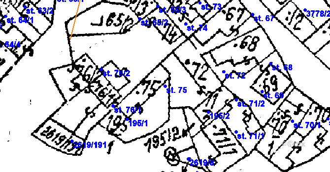 Parcela st. 75 v KÚ Lanžhot, Katastrální mapa