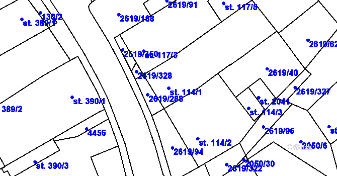 Parcela st. 114/1 v KÚ Lanžhot, Katastrální mapa