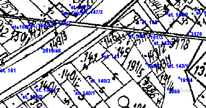 Parcela st. 141 v KÚ Lanžhot, Katastrální mapa