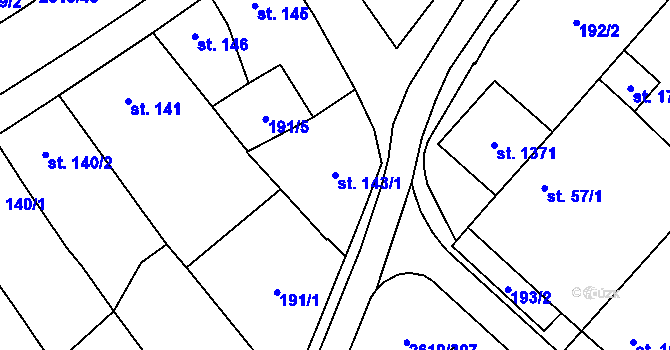 Parcela st. 143/1 v KÚ Lanžhot, Katastrální mapa