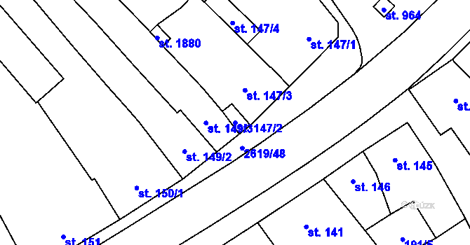 Parcela st. 147/2 v KÚ Lanžhot, Katastrální mapa
