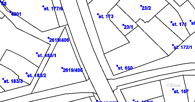 Parcela st. 172/2 v KÚ Lanžhot, Katastrální mapa