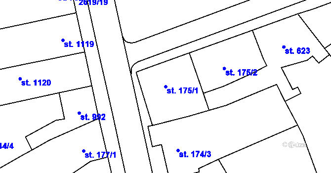 Parcela st. 175/1 v KÚ Lanžhot, Katastrální mapa