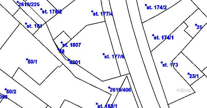 Parcela st. 177/6 v KÚ Lanžhot, Katastrální mapa