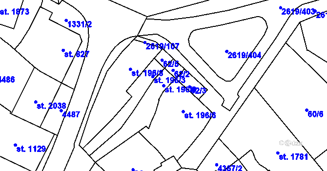 Parcela st. 196/9 v KÚ Lanžhot, Katastrální mapa