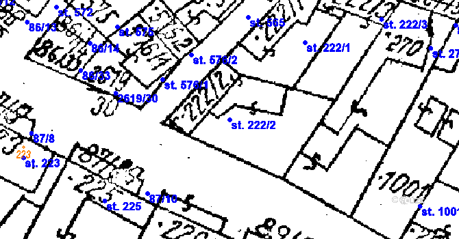 Parcela st. 222/2 v KÚ Lanžhot, Katastrální mapa