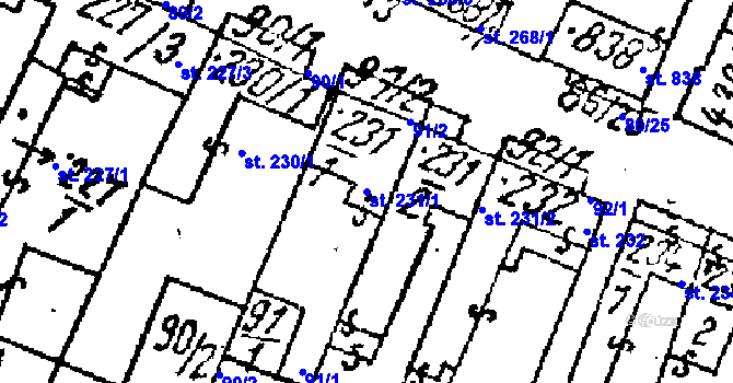 Parcela st. 231/1 v KÚ Lanžhot, Katastrální mapa