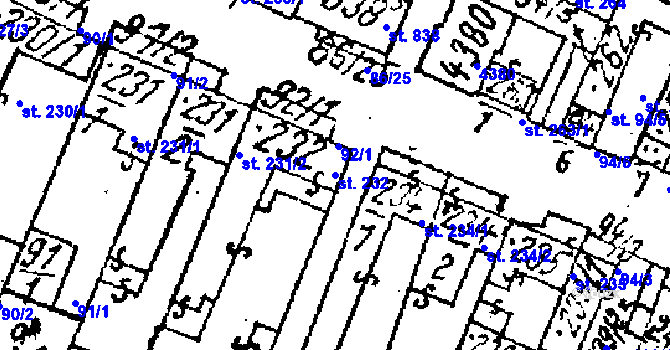 Parcela st. 232 v KÚ Lanžhot, Katastrální mapa