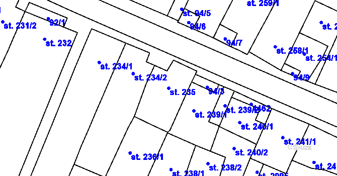 Parcela st. 235 v KÚ Lanžhot, Katastrální mapa