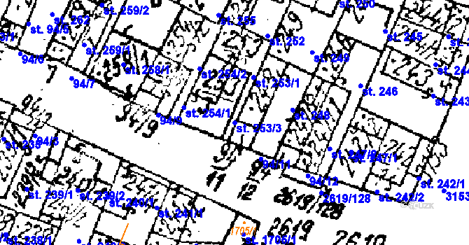 Parcela st. 253/3 v KÚ Lanžhot, Katastrální mapa