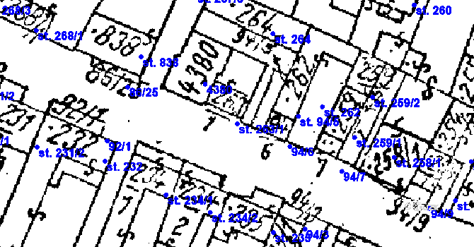 Parcela st. 263/1 v KÚ Lanžhot, Katastrální mapa