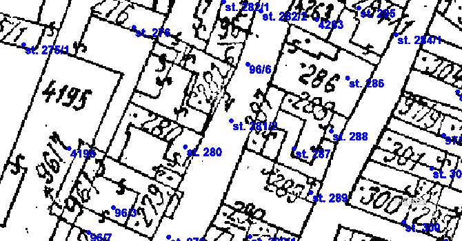 Parcela st. 281/2 v KÚ Lanžhot, Katastrální mapa