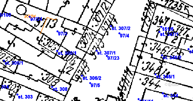 Parcela st. 307/1 v KÚ Lanžhot, Katastrální mapa